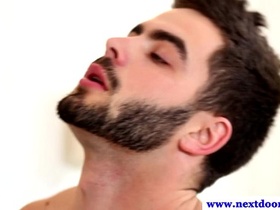 Handsome hairy gay enjoys oral session