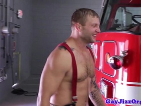 Orgy with muscular fireman Colby Jansen