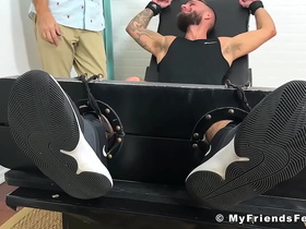Restrained bearded amateur Tony tickle tormented by dom